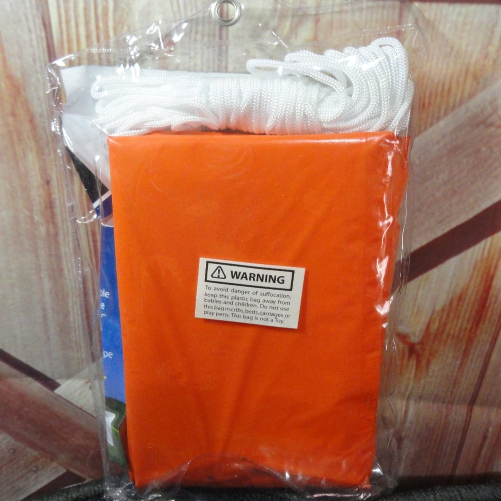 Camping tube tent with rope, ORANGE safety shelter, small, NIP~ - Picture 4 of 4